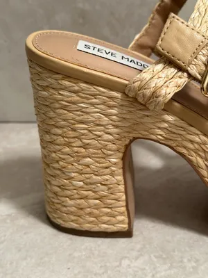 Steve Madden 'Carisma' raffia platform open toe block heel sandals Size 9.5 thumbnail 9