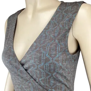 Toad‎ & Co Dress Size Medium Sleeveless Wrap Dress Brown & Blue Stretch thumbnail 2