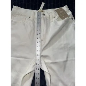 Madewell Women's Ripped Knee Baggy Straight Leg‎ Jeans Raw Hem White Size 29 thumbnail 8