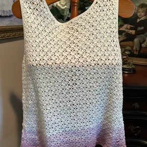 Vintage White and Purple Sleeveless Women’s Top may fit Sz XL thumbnail 5