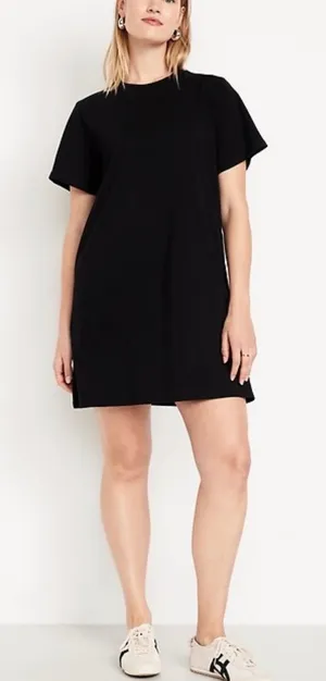 NWT Old Navy Black Mini Cotton T-Shirt Dress thumbnail 1