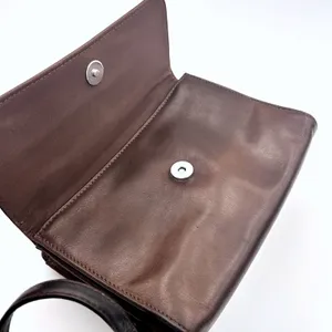 Vintage‎ Fossil Brown Leather Crossbody Organizer Wallet Bag Kiss Lock Y2K thumbnail 14