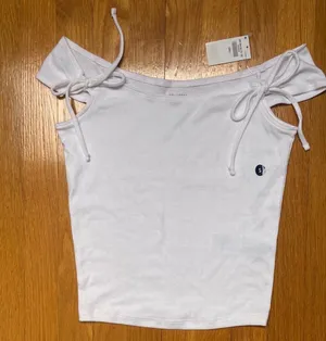 Hollister Off the Shoulder White Tie Top thumbnail 2
