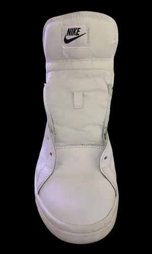 Nike white leather high tops with black swoosh thumbnail 7