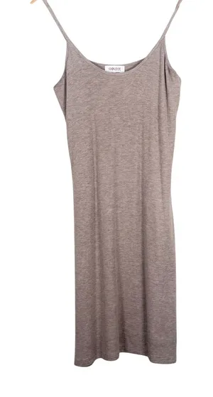 Goldie Lewinter Womens Ribbed Modal Midi Slip Dress Taupe Brown Size‎ M thumbnail 1