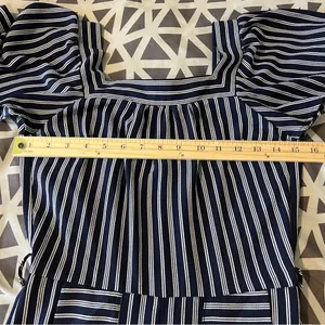 Monteau Crepe Blue &‎ White Striped Flutter Sleeve Jumpsuit Size S thumbnail 12