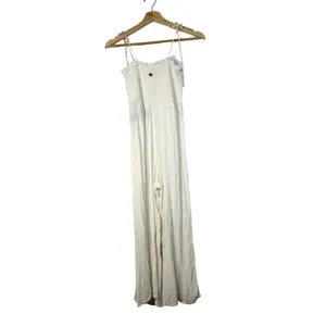 Rip‎ Curl White Fiesta Wide Leg Smocked Cropped Jumpsuit XS thumbnail 3