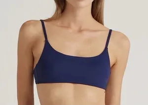 NWT Quince Deep Navy Italian Scoop Neck Bikini Top Size XS thumbnail 1