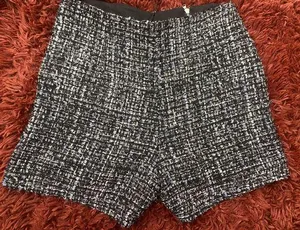 super High Waisted Double Zipper Tweed Shorts thumbnail 4