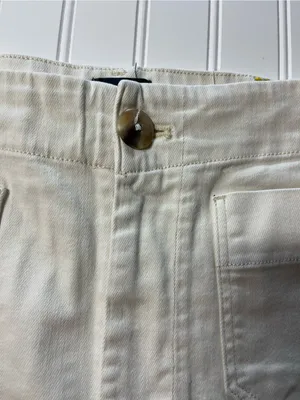 Anthropologie Maeve The Colette High-Rise Wide-Leg Ivory Cream Pants‎ 32 thumbnail 5