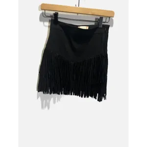 Altar'd State Fringe Mini Skirt Womens XS‎ Black Tiered Western Boho Festival thumbnail 2