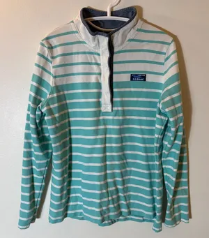 L.L. Bean Cotton Rugby Striped Henley‎ Size Medium thumbnail 1