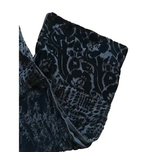 Ac Cents Black Velvet Burnout Scarf Wrap‎ Silk Blend Whimsigoth Boho 9" x 58" thumbnail 4