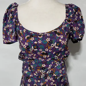 New Band Of The Free Floral Print Crossover Waist Mini Dress Purple Size Medium thumbnail 7