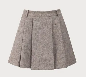 Rihoas Round Neck Khaki Single-Breasted Jacket & Pocket Pleated Mini Skirt thumbnail 9