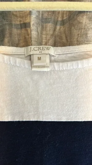 J.Crew Three-Quarter Sleeve White And Navy Blue T-Shirt thumbnail 2
