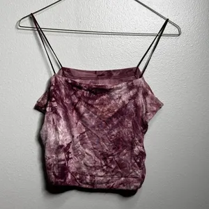 American Eagle Women Tie Dye Purple Crop Top Spaghetti Strap Size Large.‎ thumbnail 5