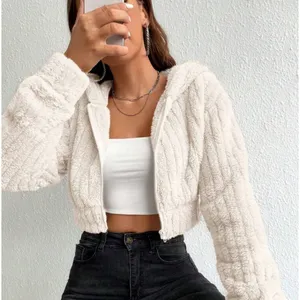 SHEIN‎ EZwear Women Simple Plain Hooded Long Sleeve Cropped Jacket small thumbnail 1