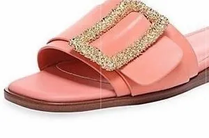 Sam Edelman Rose Pink Slip on Leather Sandals (Size 8.5M) thumbnail 1