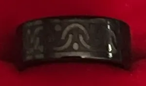 &merci Classic/Sleek Design Stainless Steel Black Intricate Detailing 8mm Band Size 7 thumbnail 1
