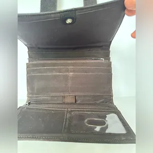 Fossil Brown Genuine Leather Wallet Crossbody Bag Organizer thumbnail 6