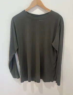 Lululemon Long Sleeve Crew Neck Tee‎ Dark Olive Green Relaxed Fit Size 10 thumbnail 1