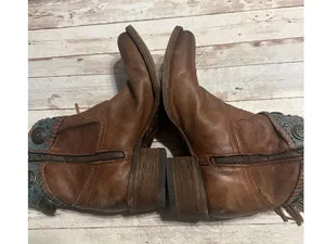 Corral Emma Ankle Boots Western Women's Size 7.5 Brown Turquoise Fringe Leather thumbnail 6