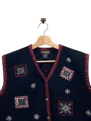 Woolrich Vintage Wool Christmas Sweater Black Size XL Grandmacore Party Holiday thumbnail 6