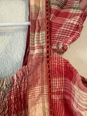 Vintage Jane Ashley Red Plaid Tiered midi dress with tie waist on back small thumbnail 7