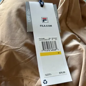 NWT FILA Wild Card High Neck Racerback Tank TOP IN 254 STUCCO / BLACK thumbnail 5