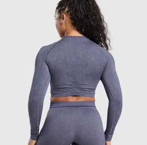 Gymshark Purple Adapt Fleck Seamless Long Sleeve Crop Top thumbnail 8