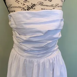 NEW Rhythm. Women’s Large White Strapless Cotton Linen Blend Mini Dress thumbnail 2