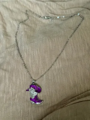Purple Cowboy Boot Pendant Necklace - Women Jewelry thumbnail 3