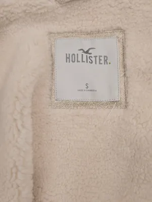 Hollister Faux Shearling Jacket Cream Small thumbnail 4