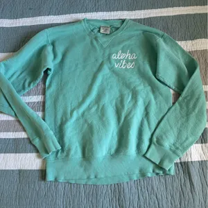 Aloha Vibes Hawaii Blue Aqua Crew Sweatshirt S Maui thumbnail 1