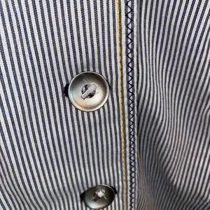 Chico's Seersucker Striped gray white yellow Yachtie Blazer coastal classic thumbnail 12