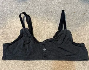 Aerie Charcoal Grey Front Button Detail Cotton Bralette Size L thumbnail 1