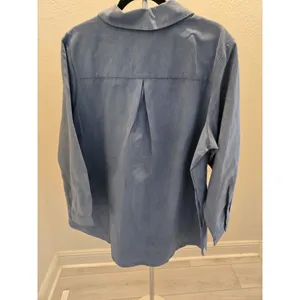 Joan Rivers Womens 1X Blue Faux Suede Button Down Shirt Long Sleeve Shacket Top thumbnail 8