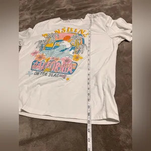 SUNSHINE CALIFORNIA Off Shoulder Oversized Colorful Beach Tee Women’s Sz M EUC thumbnail 5