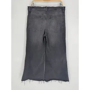Madewell Flared Wide-Leg Jeans Size 31P‎ Gray Raw Hem High Rise Stretch Denim thumbnail 6