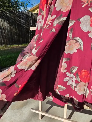 Lulus Into Bloom Burgundy Floral Print Maxi Dress size X Small thumbnail 7