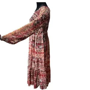Knox Rose Embroidered Sheer Tiered Maxi Dress M Flowy Folk Floral Cottagecore thumbnail 5