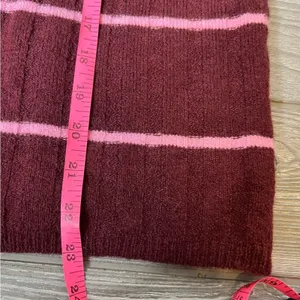Madewell Ribbed Turtleneck Sweater Burgundy Pink Striped Merino Alpaca MC188 NEW thumbnail 8