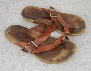 Yokono slip on leather toe sandals tan brown sz 8 thumbnail 1
