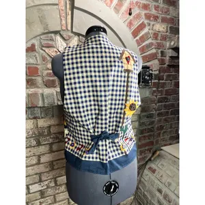 Vest quilted sunflowers birdhouse grannycore kidcore bright thumbnail 6