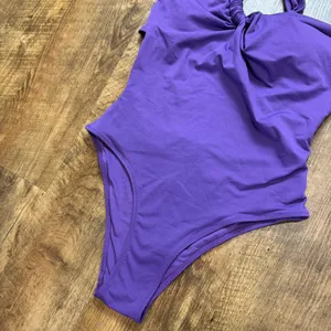 NWT ZARA Asymmetric Swimsuit Sz Small Purple One Piece One Shoulder thumbnail 7