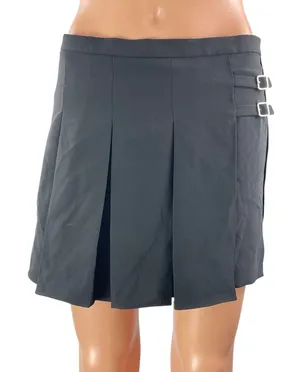 Amanda Uprichard Rizzo Black High Waist Buckle Pleated Mini Short Skirt Skort M thumbnail 1