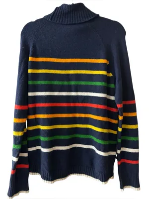 J. Crew Extra Soft Yarn Multicolor Striped Wool Blend Turtleneck Sweater Large thumbnail 2