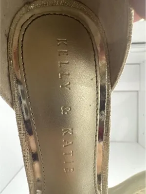 Kelly & Katie Gold Metallic Ankle Strap Stiletto Heels Size 6M thumbnail 5
