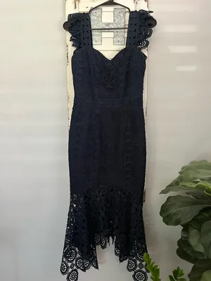 Two Sisters The Label GISELLE DRESS - STEEL BLUE LACE DRESS size 4 thumbnail 5